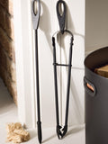 Dibor Black Country logs bucket with poker and tongs, imported from the UK