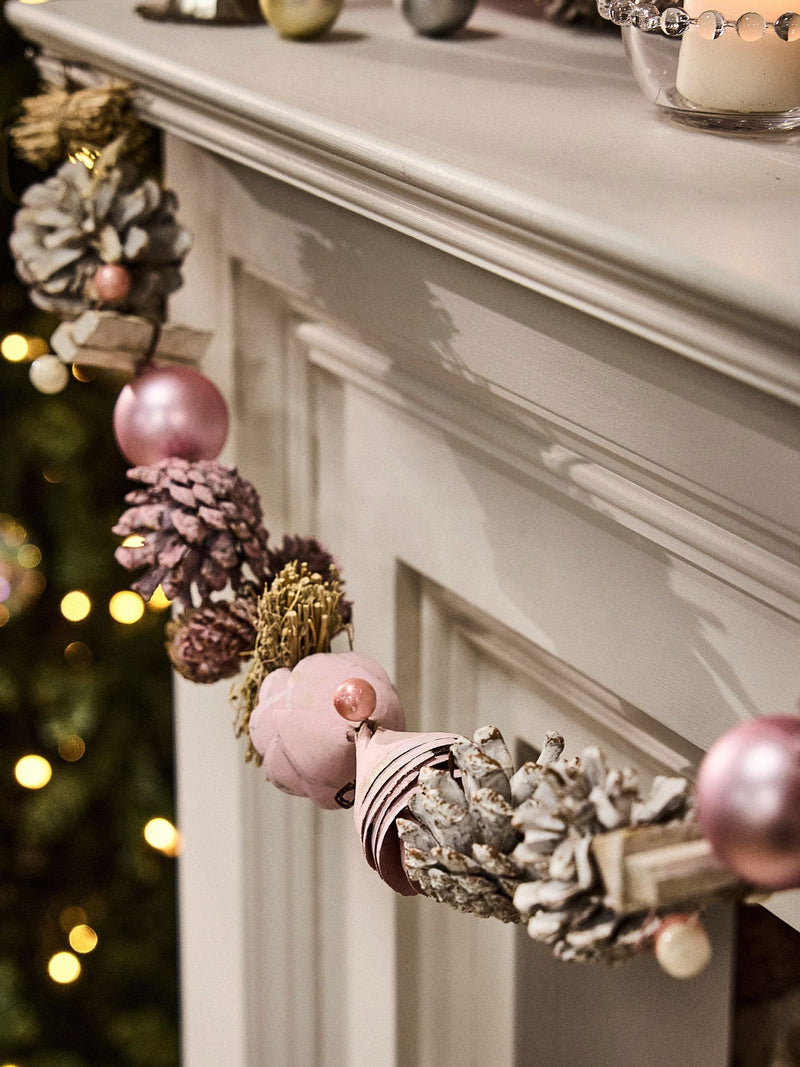 Dibor pink Christmas garland 120cm, UK version