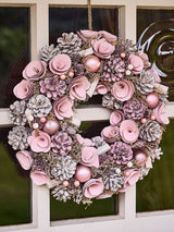 Next Dibor Pink Roses 38cm Christmas Wreath- Buy online at McGrocer