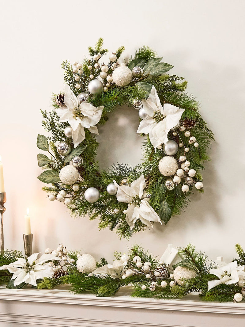 Dibor Snowdrift 42cm white Christmas wreath (British brand)