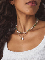 Next Gold Tone Blue Stone/Pearl Effect 2 Layer Beady Necklace- Buy online at McGrocer