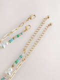 Beady necklace gold tone blue stone pearl effect 2 layer (British brand)