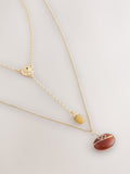 gold tone stone two-layer Y necklace - British product
