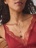 gold tone stone two-layer Y necklace - British product