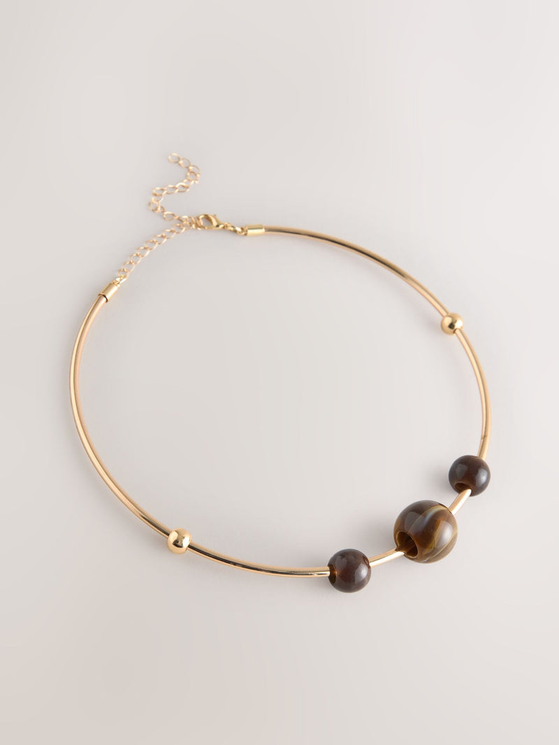 Caramel brown bead torque necklace, imported from the UK
