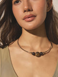 Caramel brown bead torque necklace, imported from the UK