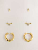 Next Gold Tone Waterproof Stainless Steel Celestial Earrings 3 Pack- Buy online at McGrocer