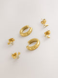 Gold Tone celestial waterproof stainless steel earrings 3 pack - British product