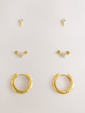Gold Tone celestial waterproof stainless steel earrings 3 pack - British product