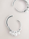 Silver tone pearl effect huggie hoops - British product