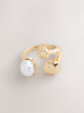 Gold tone pearl effect open ring, imported from the UK
