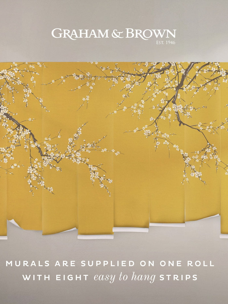 Graham & Brown Turmeric Sakura mural 2.5m x 4m - British product