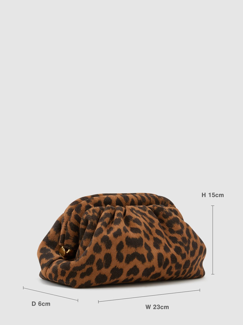 Reiss Animal Mia suede leopard print clutch bag, UK version
