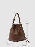 Reiss tan Esther grained-leather bucket bag, imported from the UK