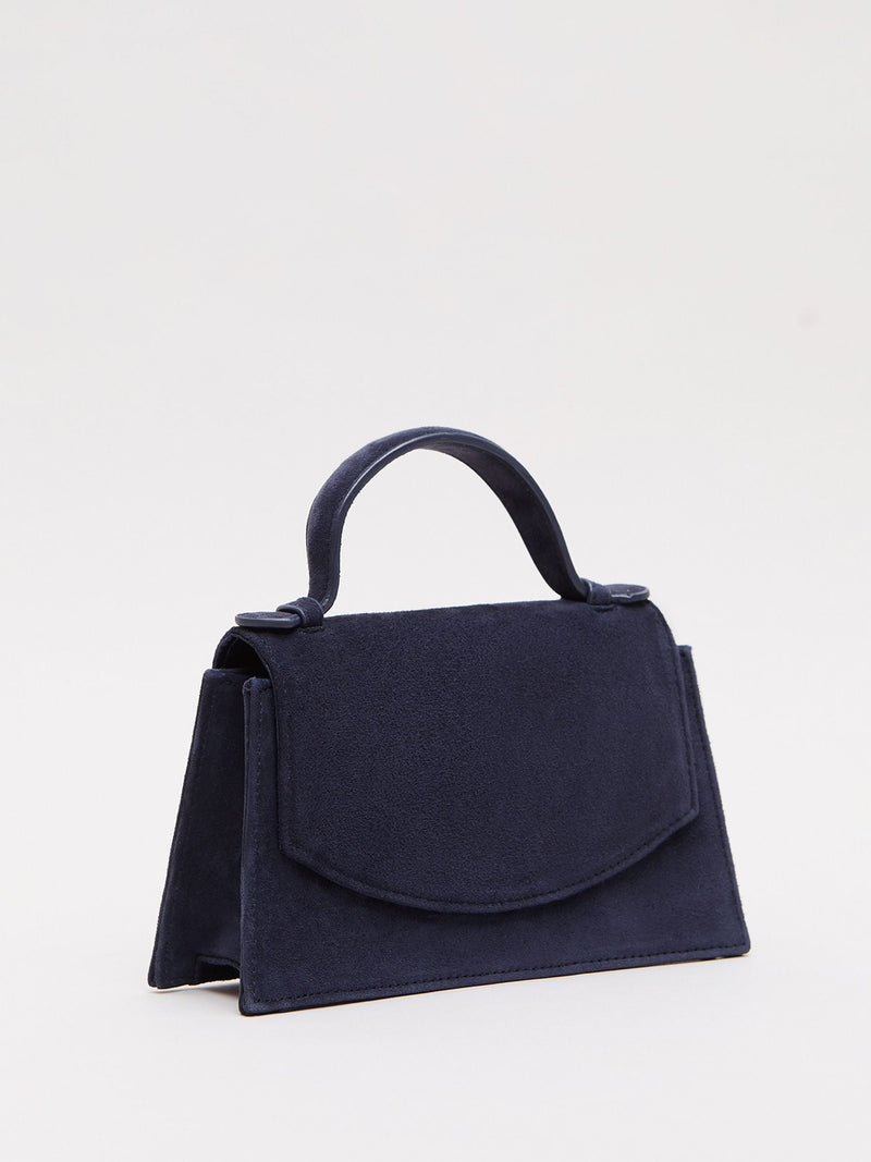 Phase Eight blue suede top handle handbag, UK version