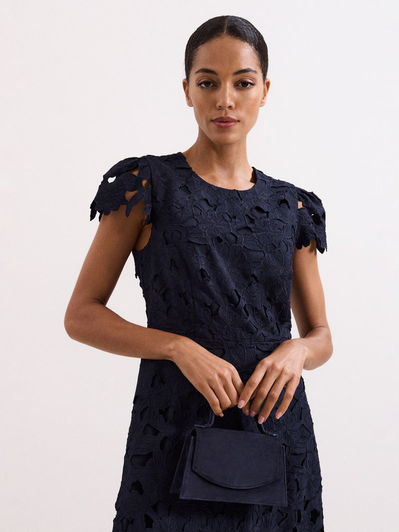 Phase Eight blue suede top handle handbag, UK version