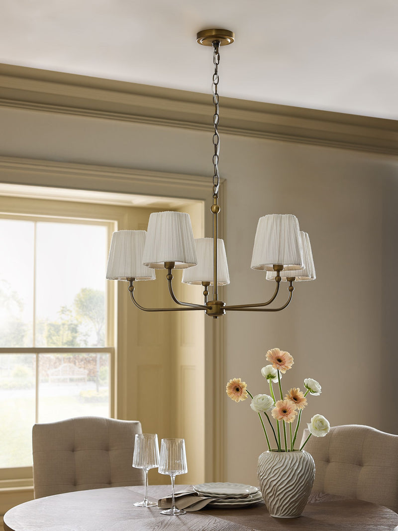 Brass Grace 5 light chandelier - British product