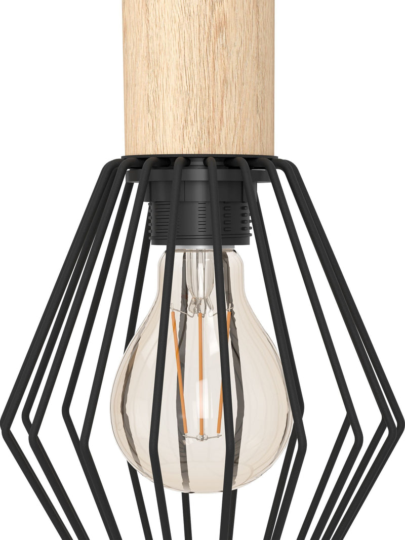 Eglo Palmorla pendant ceiling light black wood 3-light (British brand)