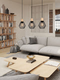 Eglo Palmorla pendant ceiling light black wood 3-light (British brand)
