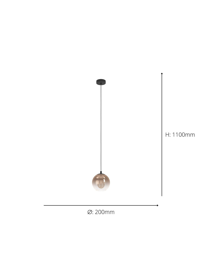 Eglo copper single pendant light, imported from the UK