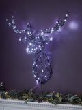 Lights4fun rattan stag head LED wall light 80cm, UK version