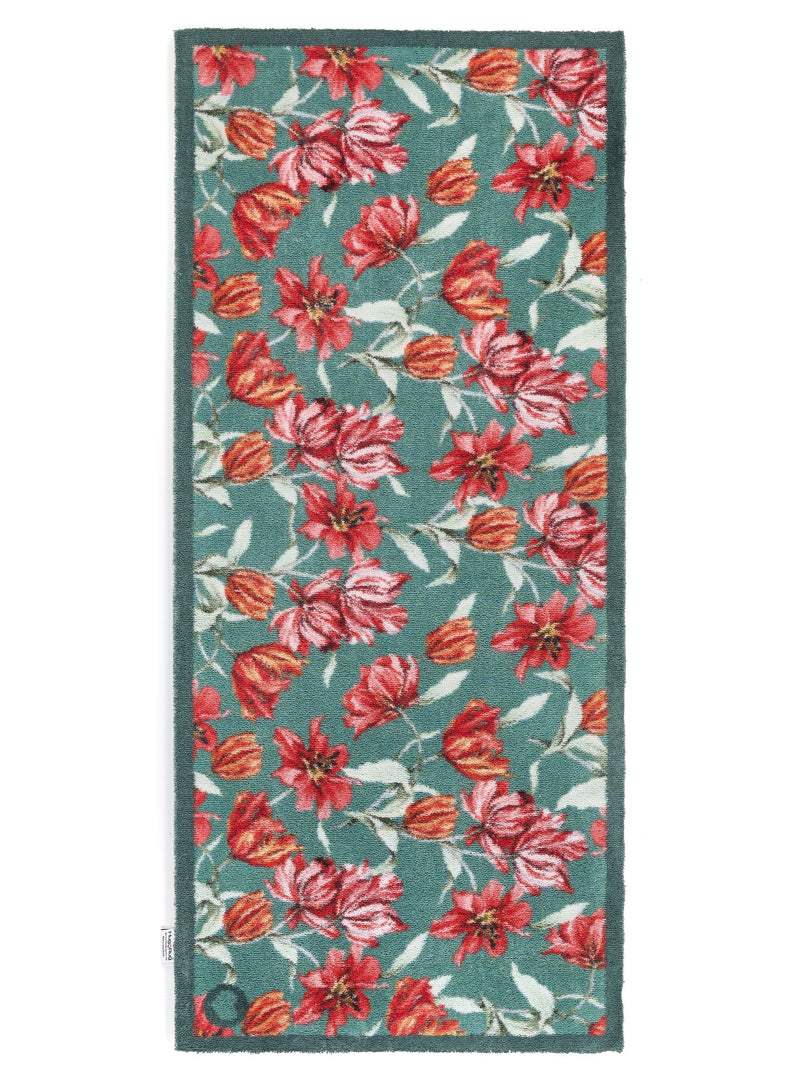 Hug Rug Green Tumbling Tulips runner 65x150cm - British product