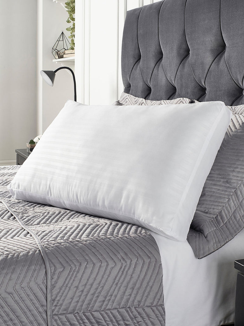 Downland Hotel Collection satin stripe side sleeper pillow 40x70cm, imported from the UK