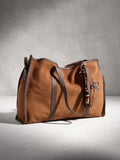 N.Premium oversized suede shoulder bag in tan brown, imported from the UK