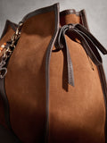 N.Premium oversized suede shoulder bag in tan brown, imported from the UK