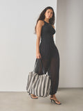 Black and white stripe drawstring shoulder bag, imported from the UK