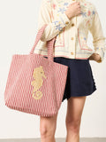 FatFace red stripe seahorse tote bag (British brand)