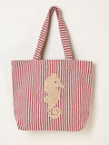 FatFace red stripe seahorse tote bag (British brand)
