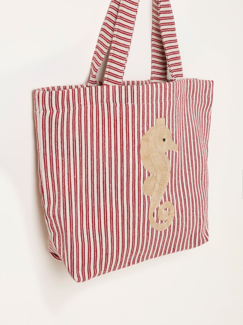 FatFace red stripe seahorse tote bag (British brand)