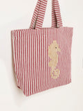 FatFace red stripe seahorse tote bag (British brand)
