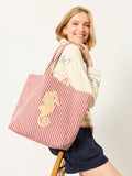 FatFace red stripe seahorse tote bag (British brand)