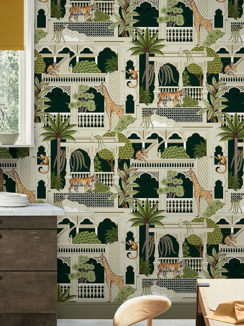 Graham & Brown Emerald Animahal wallpaper sample A4, UK version