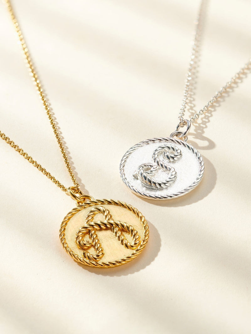 Posh Totty Designs rope initial disc necklace gold-plated - British product