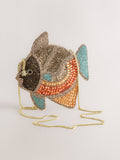 Brown beaded fish purse mini - British product