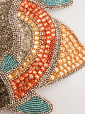 Brown beaded fish purse mini - British product