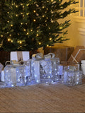 Bo Christmas shimmer parcels with silver bows set of 3 - British product