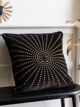 Next Rockett St George Black Embroidered Starburst Cotton Velvet Cushion 50cm- Buy online at McGrocer