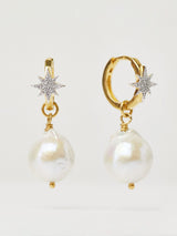 Next Carrie Elizabeth Gold Tone Starburst Baroque Pearl Drop Earrings- Buy online at McGrocer