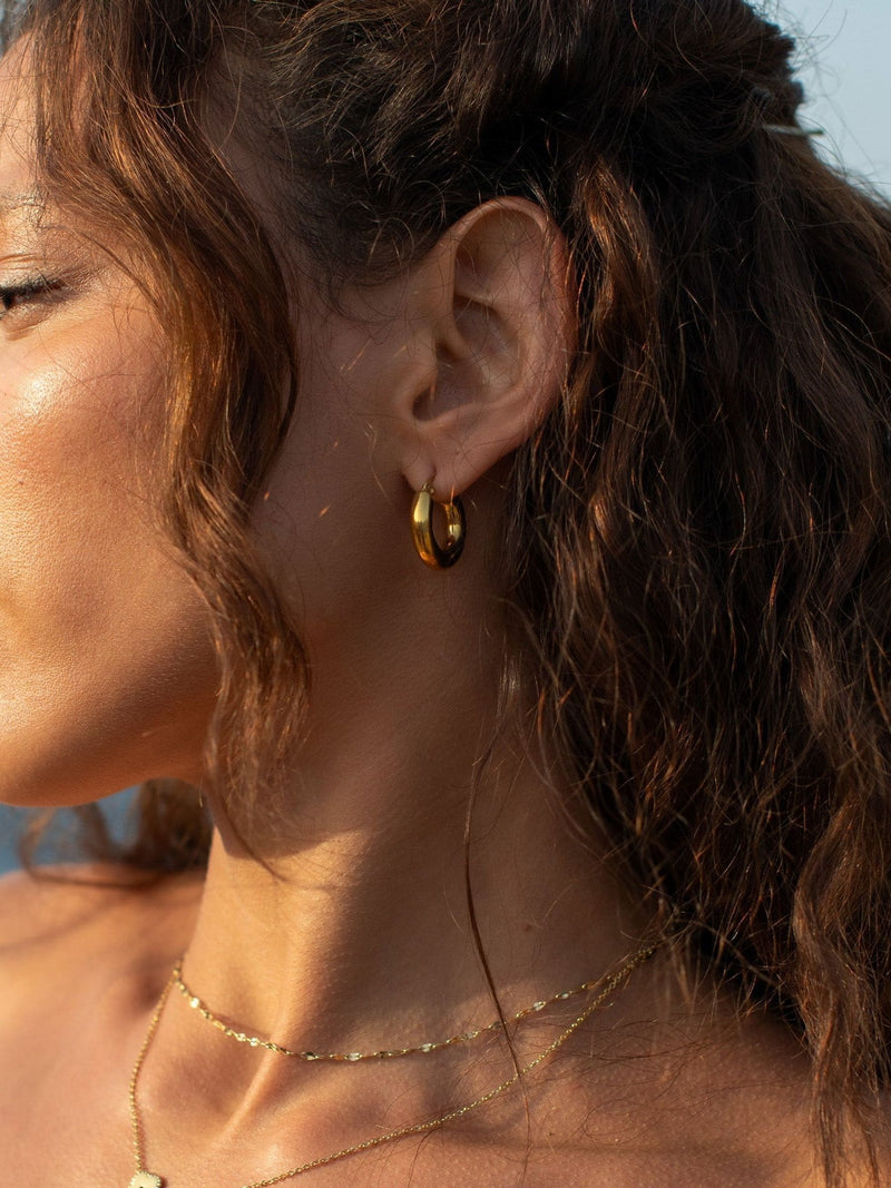 D.LOUISE gold tone chubby hoop earrings, imported from the UK