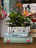 Steel Mill and Co. green stacked books ceramic planter, UK version