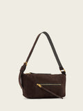 AllSaints Brown Vega Suede Shoulder Bag, imported from the UK