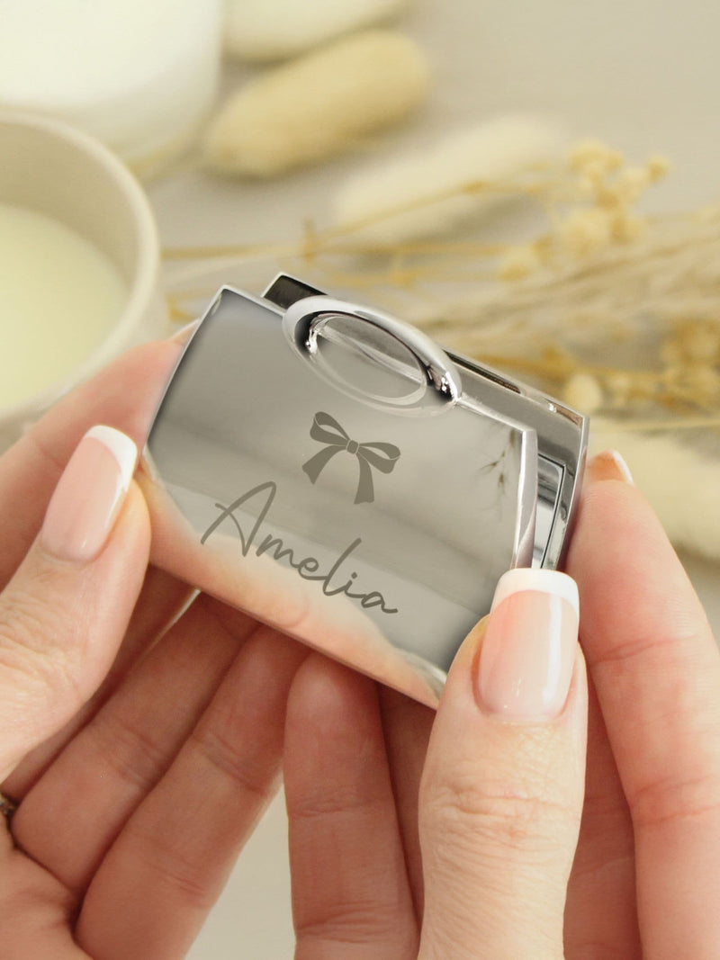PMC Personalised Bow Handbag Compact Mirror (British brand)