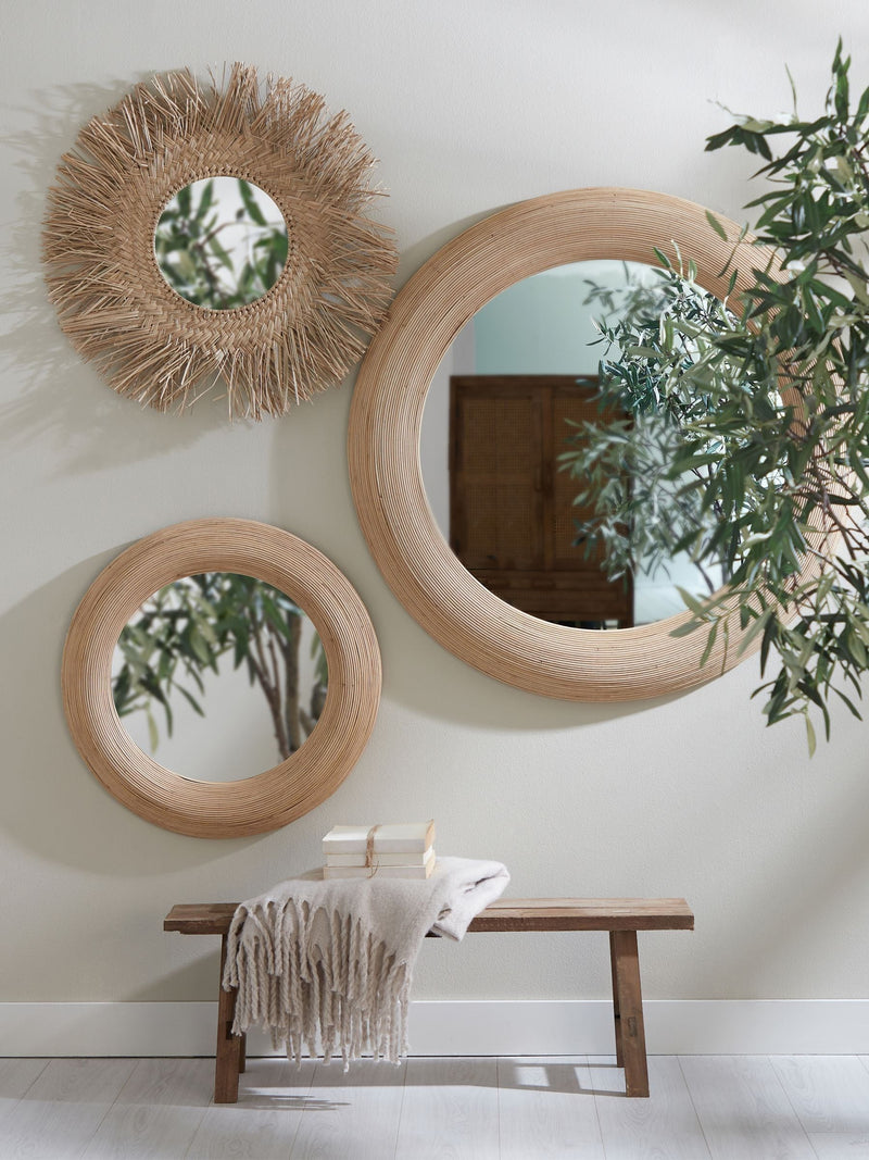 Light & Living natural Piedre rattan mirror 109.5cm, UK version