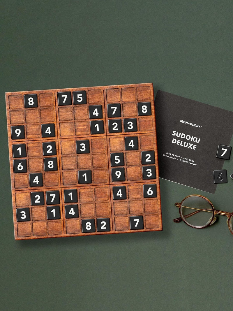 Suck UK Sudoku Deluxe wooden board game with tiles, UK version