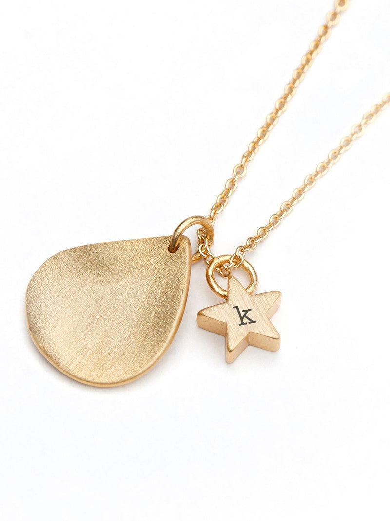 Treat Republic personalised matte star and drop necklace (British brand)