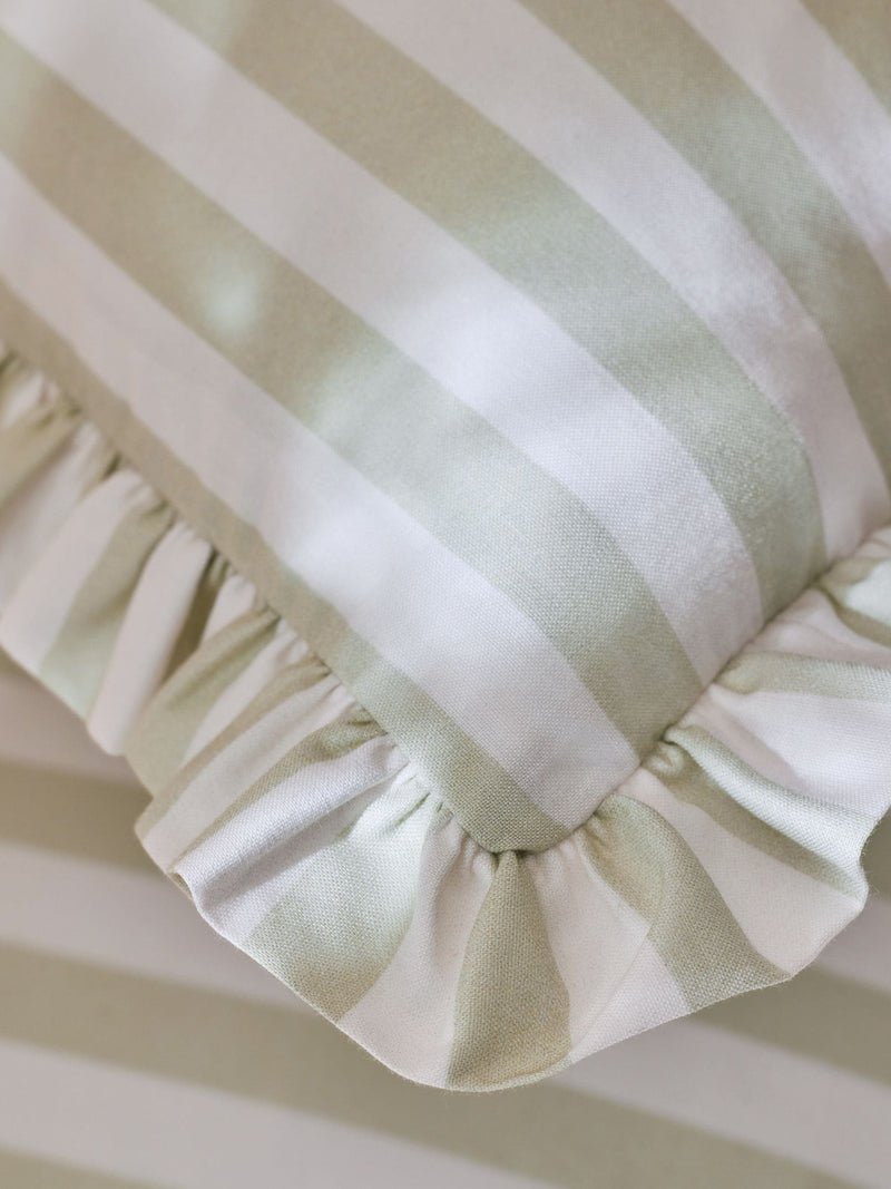 Cath Kidston set of 2 green stripe frill cotton pillowcases (British brand)